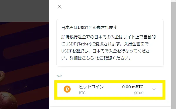 ビットカジノ 出金メニュー